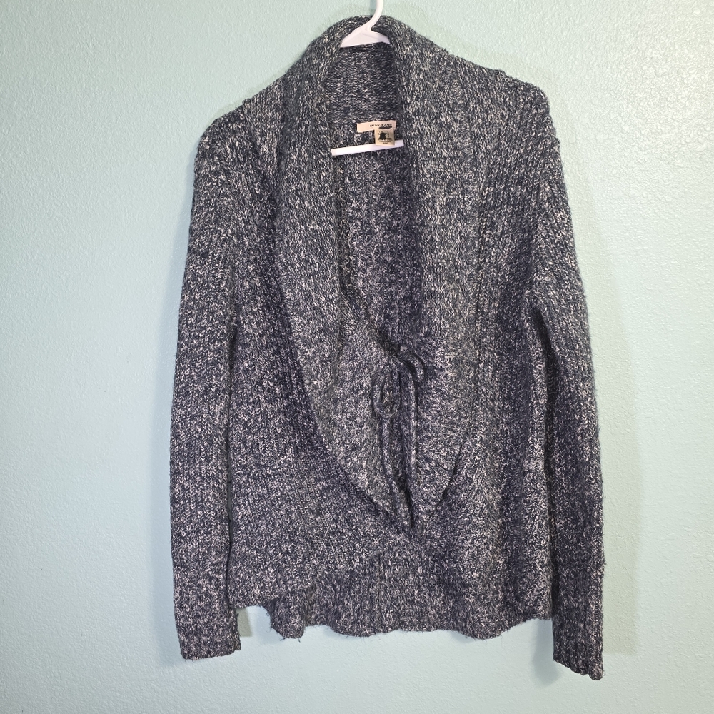 DKNY Jeans Women’s Open Shawl Collar Marled Knit Cardigan Sweater sz LARGE
